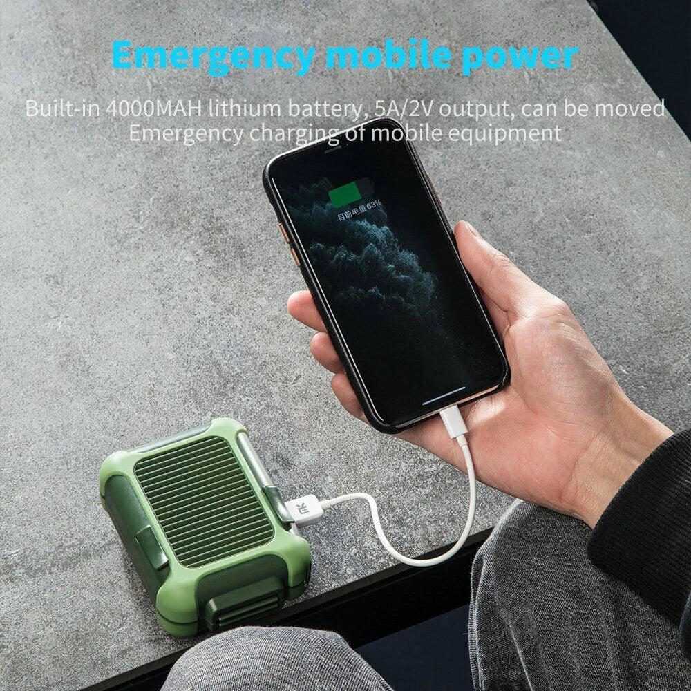 Portable Hands-Free Waist Clip & Neck Fan - USB Rechargeable (Green)
