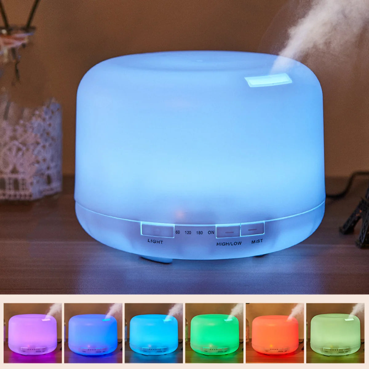 500ml Air Humidifier | Aroma Diffuser with Colourful Night Lights USB