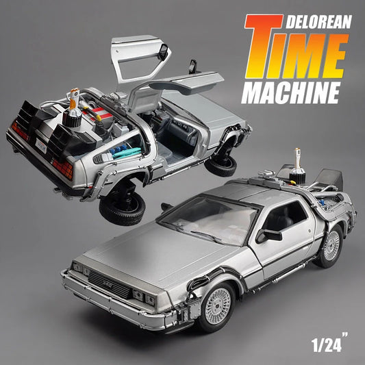 1:24 Diecast Time Machine Model | Metal Alloy Movie Car with Doors