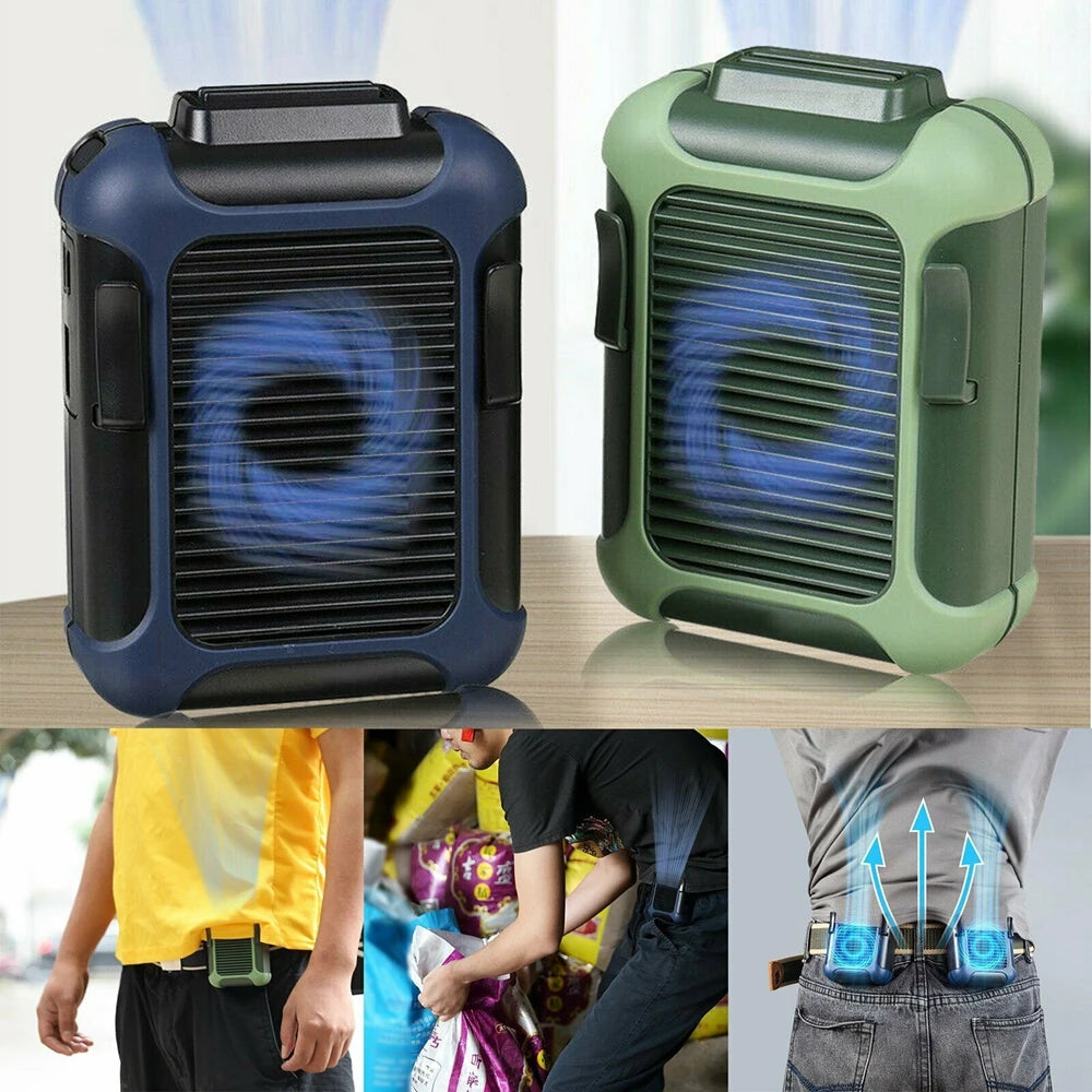 Portable Hands-Free Waist Clip & Neck Fan - USB Rechargeable (Green)