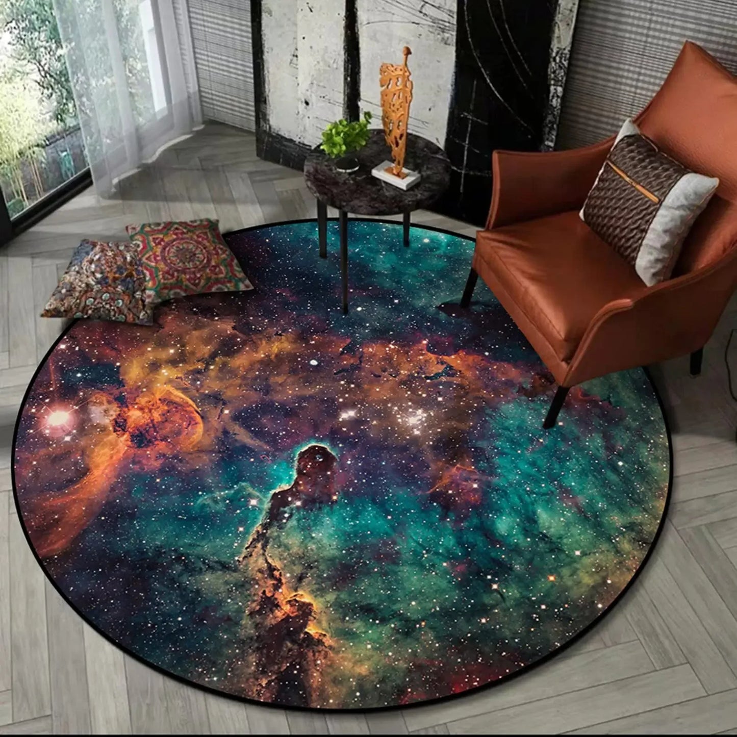 Galaxy Round Rug - 40cm Space Starry Universe Carpet