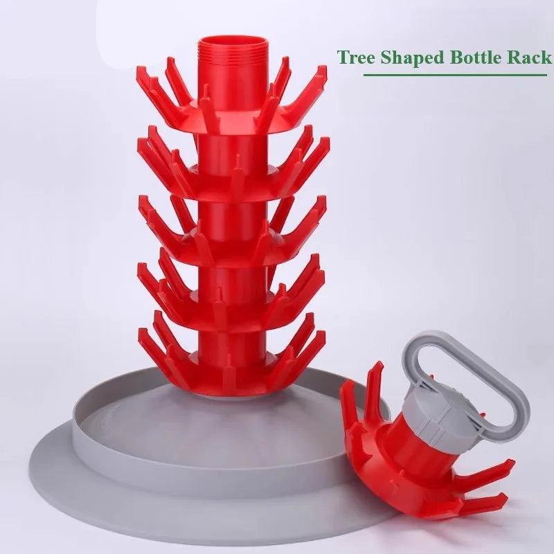 Tree-Shaped Bottle Drying Rack - 4-Tier Wine & Beer Drainer