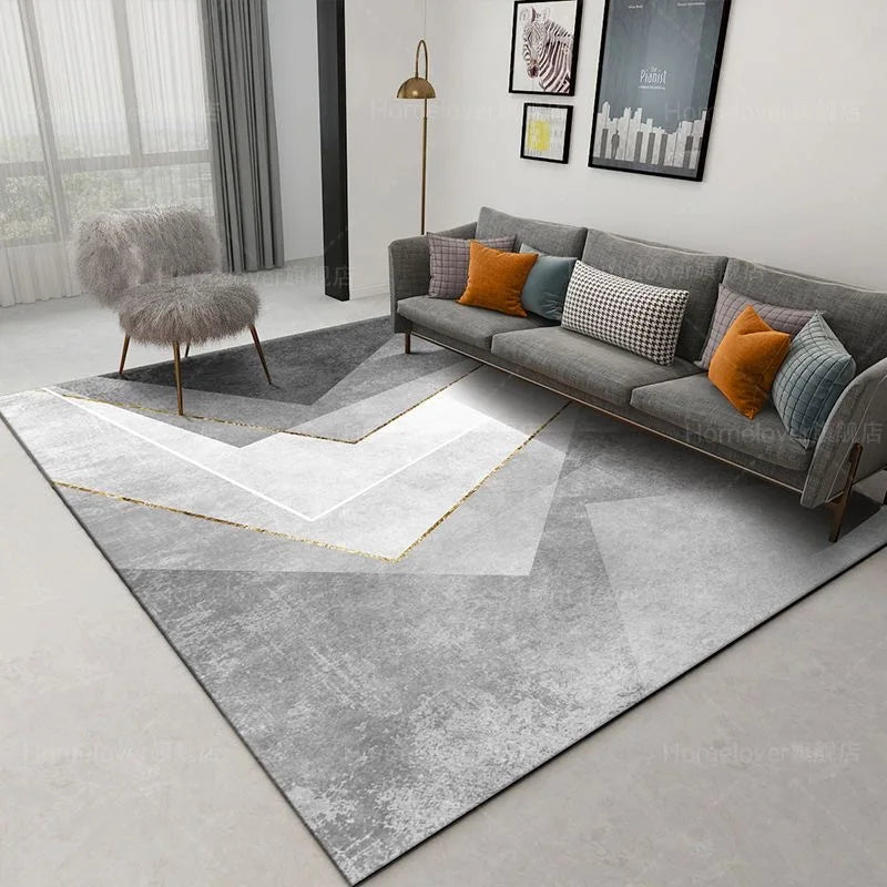 Large Grey Nordic Style Carpet | Deluxe Lounge Rug & Bedroom Floor Mat