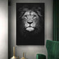 Black & White Lion Canvas Painting | Modern Animal Wall Art Mural Print