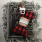 Dog Bone Christmas Stocking - Burlap Plaid Xmas Pet Stocking