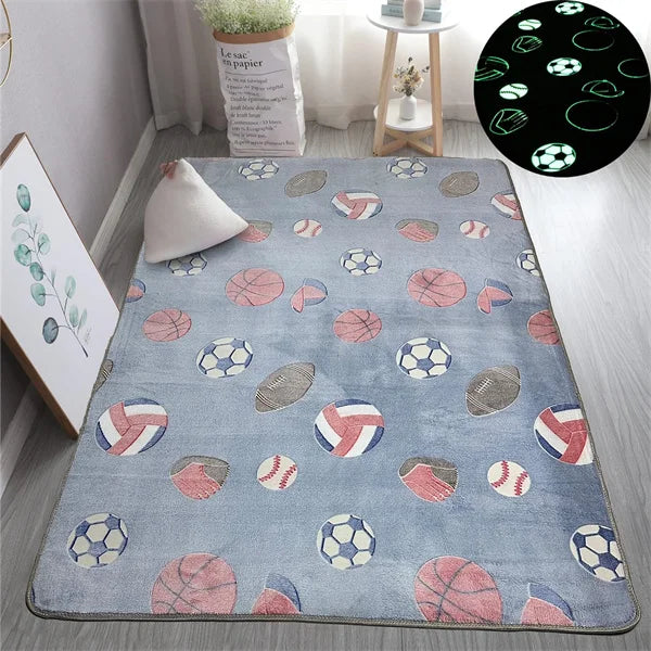 Glow in the Dark Stars Rug | Luminous Non-Slip Kids Room Bedroom Mat