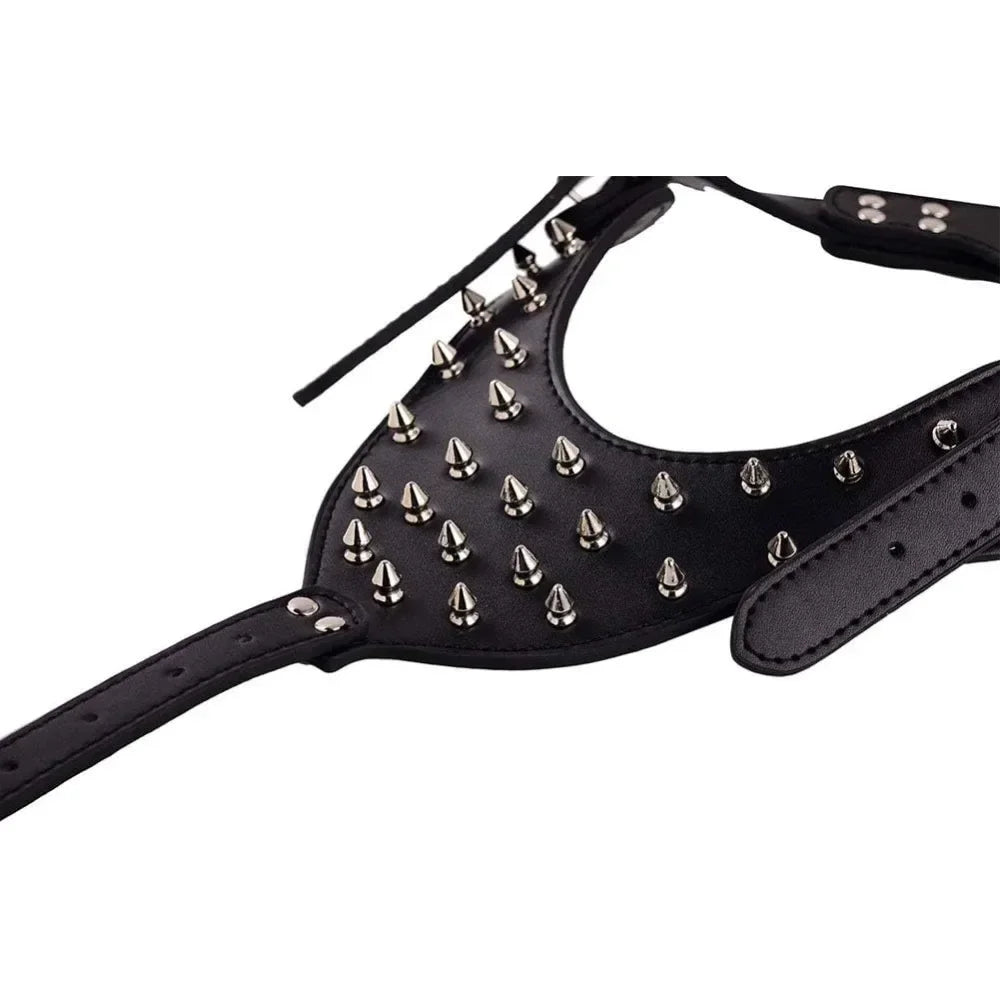 Spiked Studded Dog Harness Set - Heavy Duty Leather 3-Piece