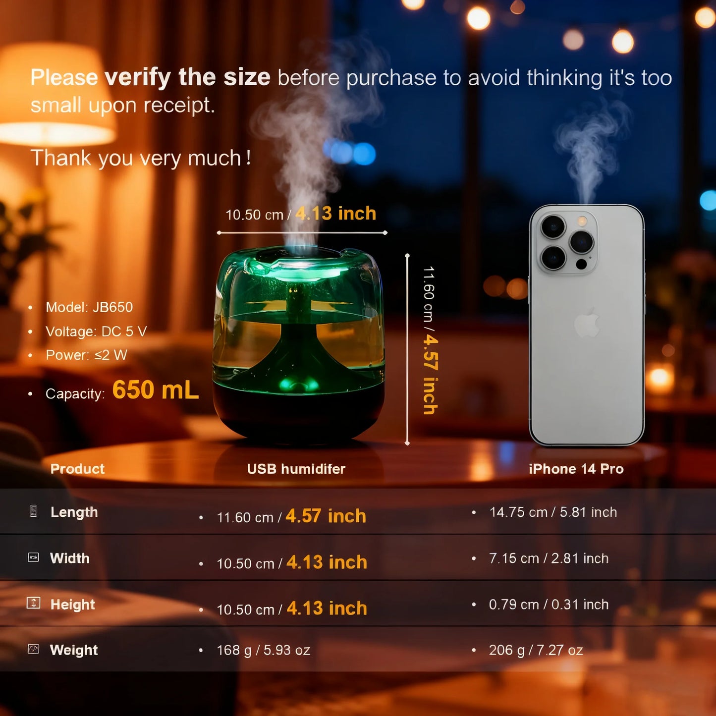 Large Spray Silent Air Humidifier | Transparent Colourful LED Tank Set