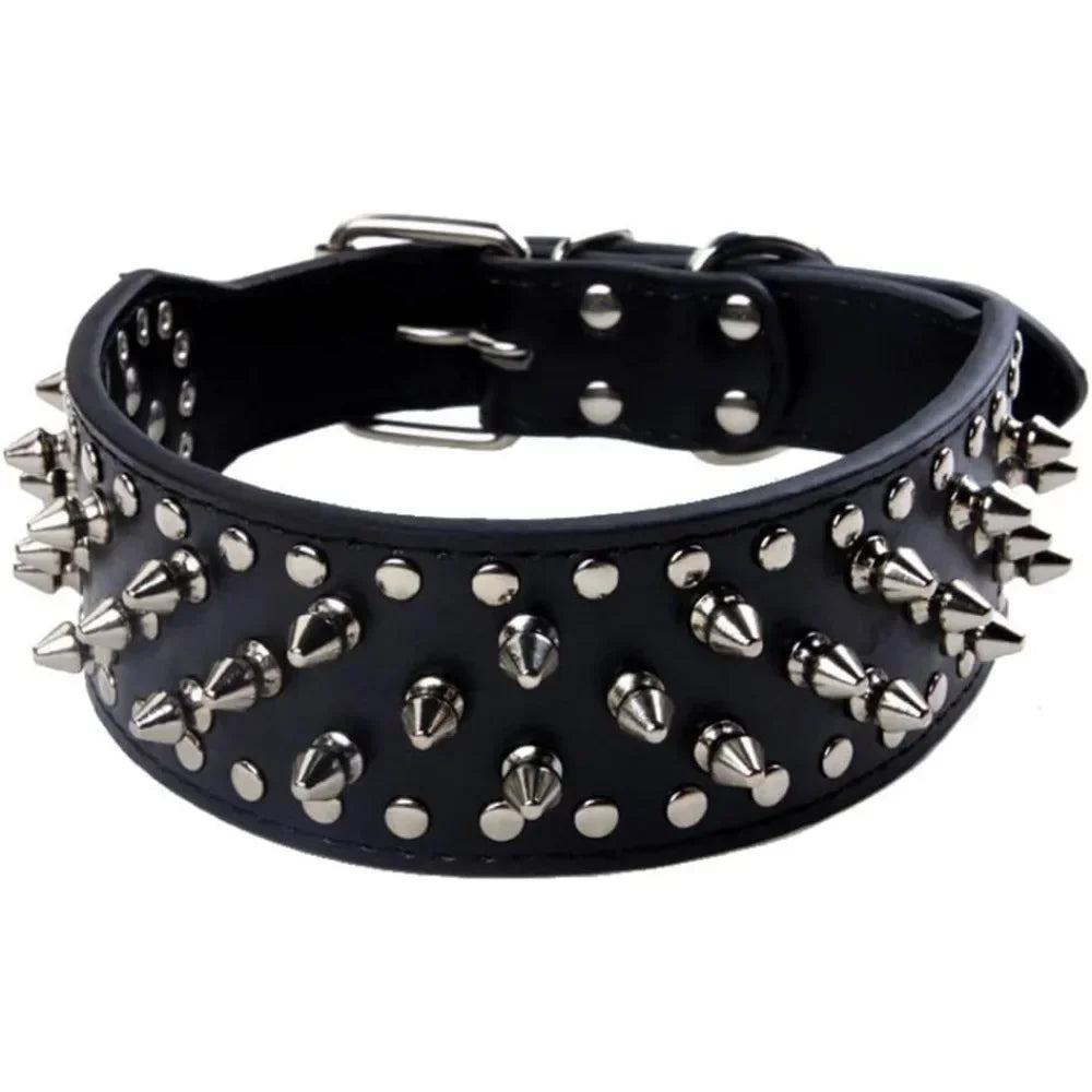 Spiked Studded Dog Harness Set - Heavy Duty Leather 3-Piece