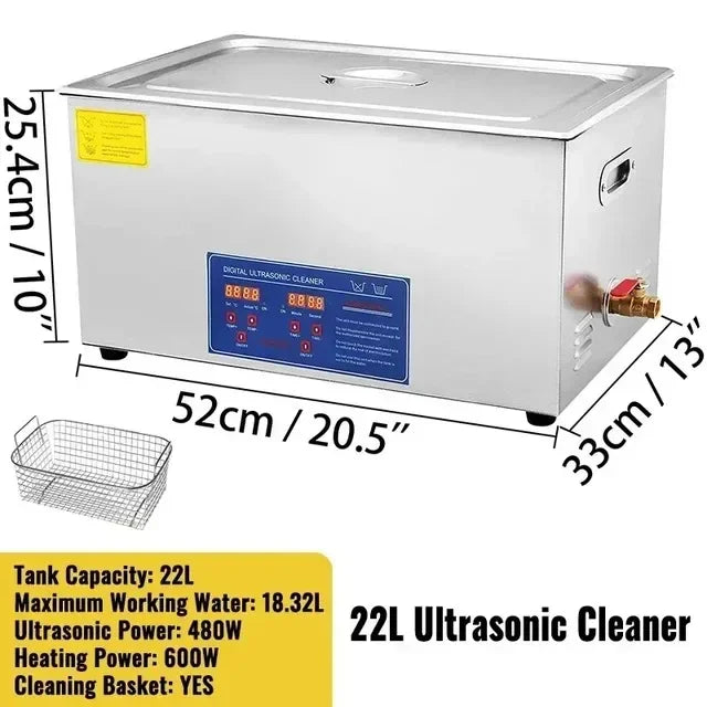Industrial Ultrasonic Cleaner - 22L 30L Heated Digital Bath