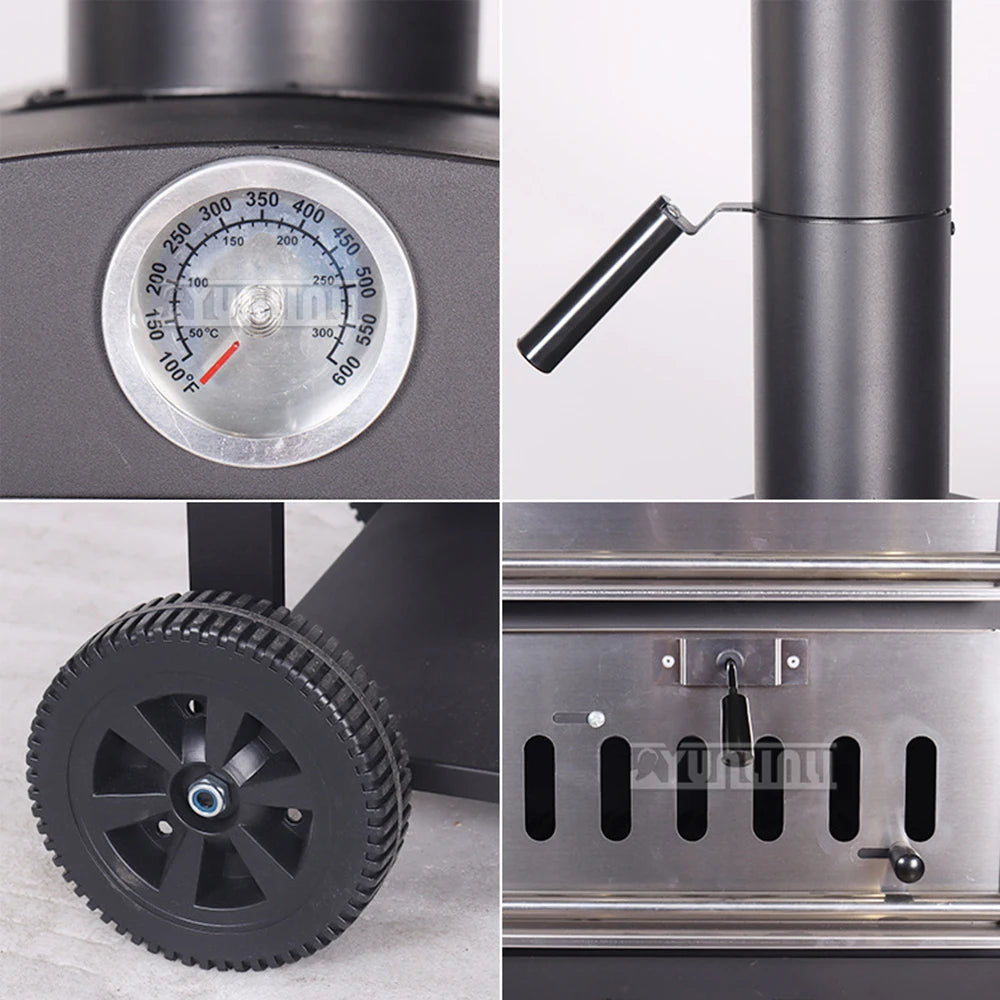 12" Portable Pizza Oven | Outdoor Wood-Fired Charcoal Camping BBQ Grill