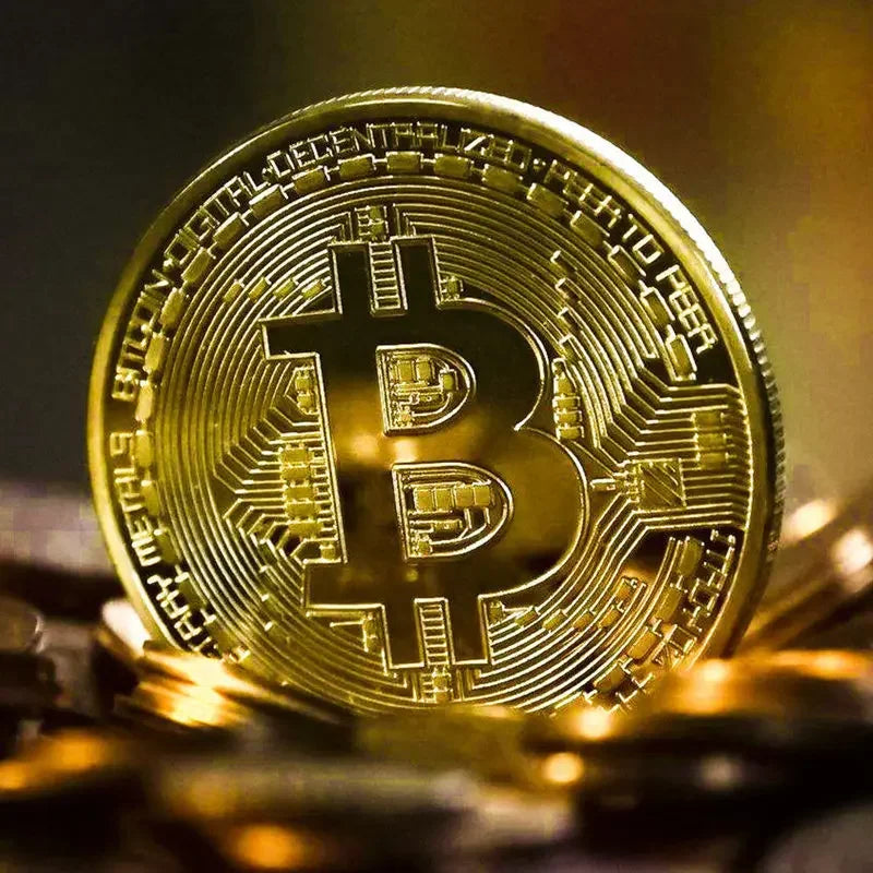 Physical Bitcoin Coin - Gold Plated BTC Commemorative Token
