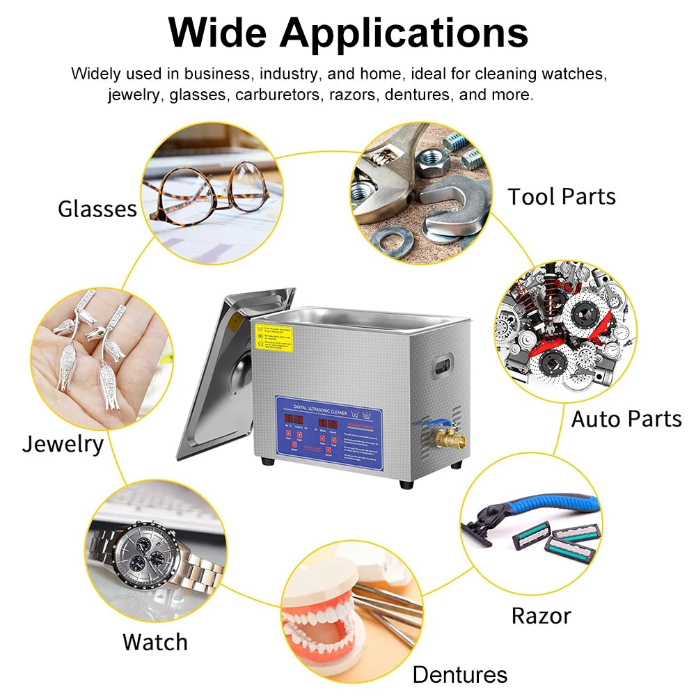 3L Digital Ultrasonic Cleaner | Heated Jewellery Glasses & Dental Bath