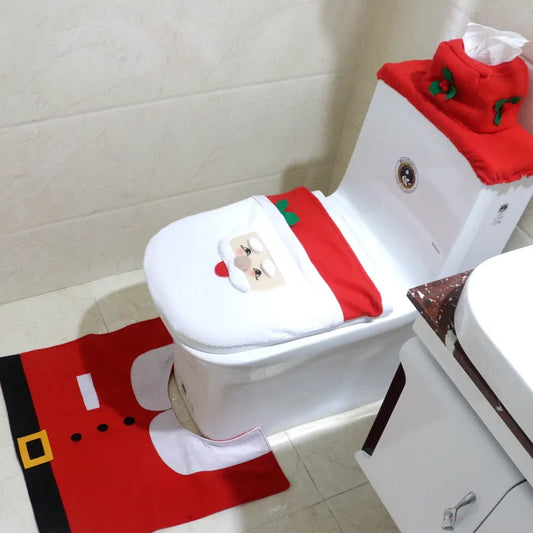 Santa Toilet Seat Cover and Floor Rug Set - Festive Decor