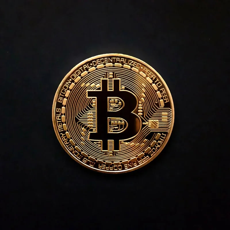 Physical Bitcoin Coin - Gold Plated BTC Commemorative Token