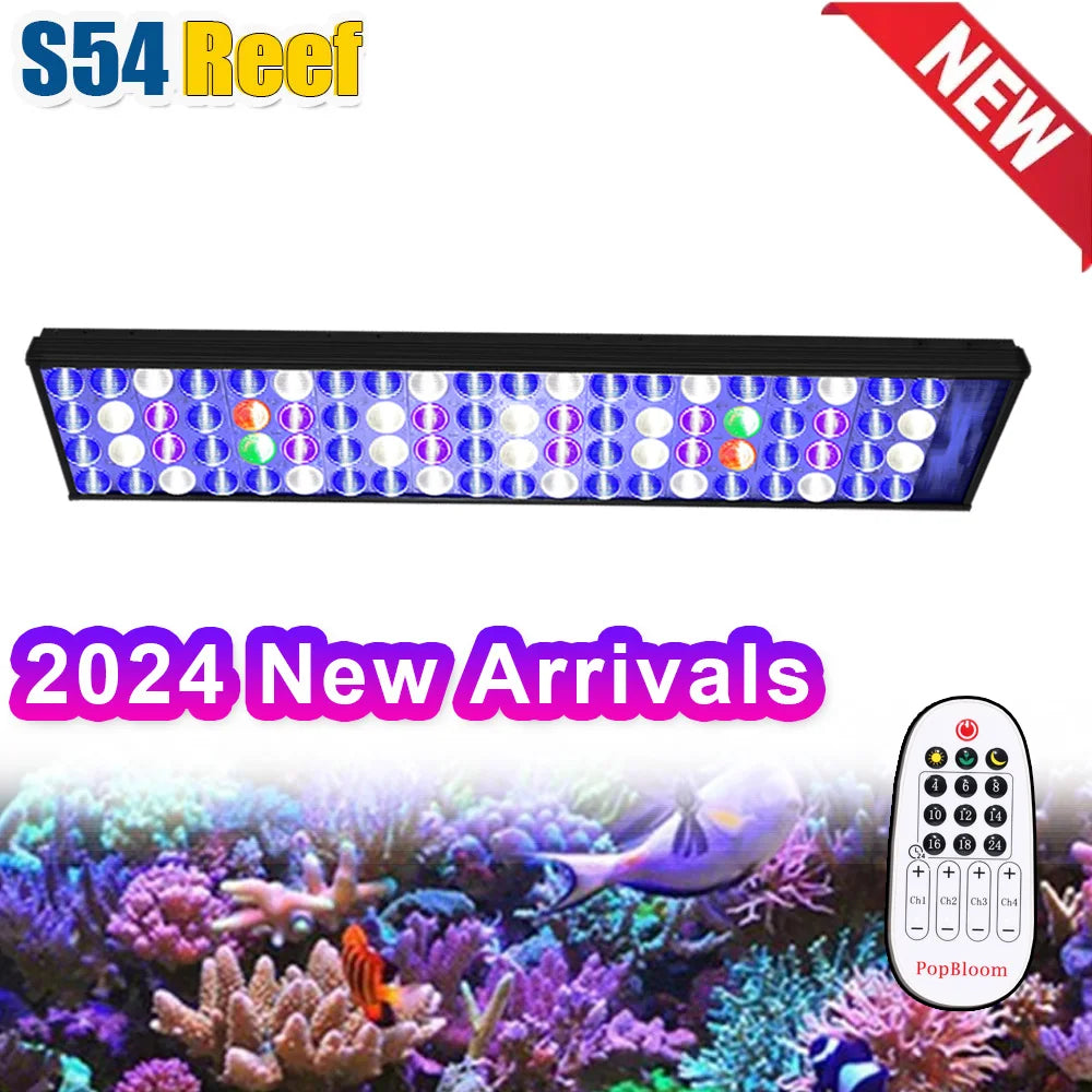 S54 Dimmable Marine Aquarium LED Light | Full Spectrum Saltwater Lamp