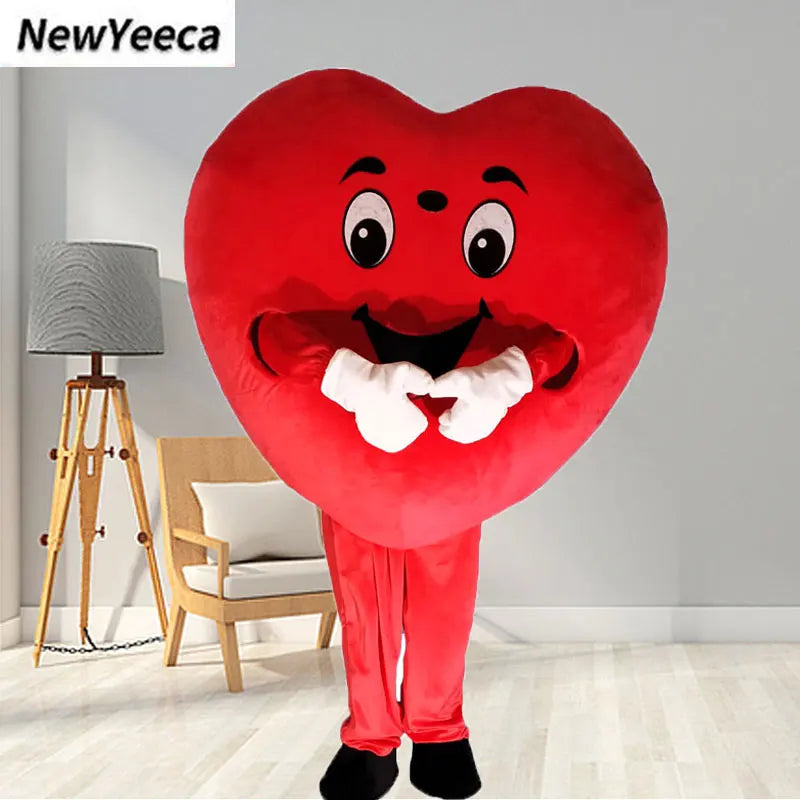Red Love Heart Mascot Costume | Adult Plush Valentine's Cosplay Suit