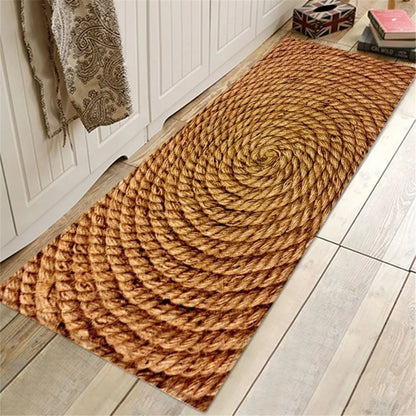 Coastal Shell & Wood Print Mat | Nautical Patchwork Area Rug