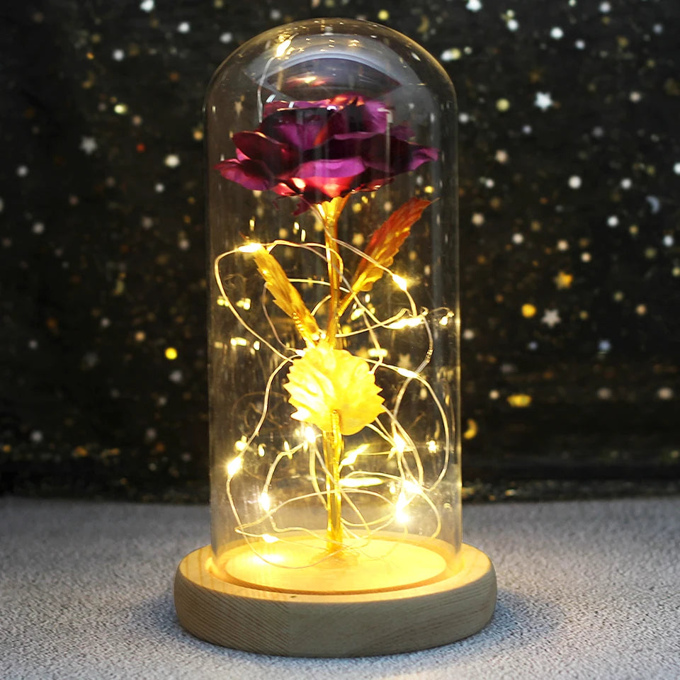 LED Enchanted Galaxy Rose in Glass Dome - Forever Flower Gift