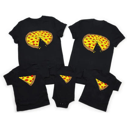 Family Matching Pizza T-Shirts | Funny Dad Mum Kids & Baby Bodysuit Set