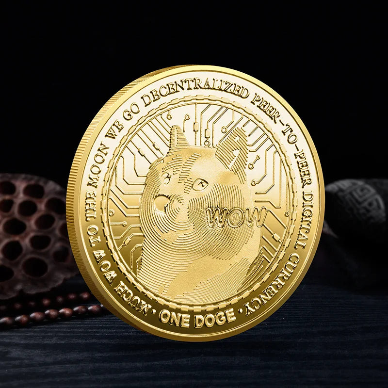 Dogecoin Collectible Coin | Gold Silver Plated Crypto Souvenir Gift Set