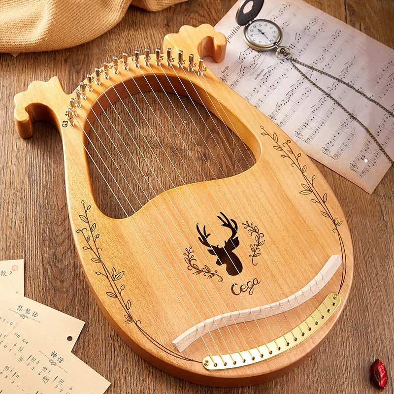 16 String Lyre Harp Mahogany Wood | Ancient Style String Instrument