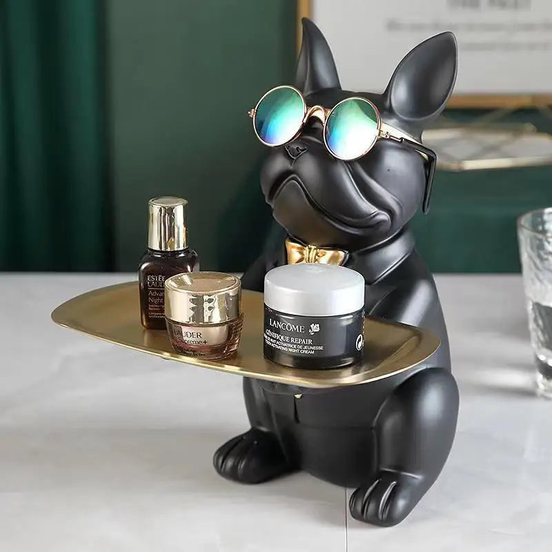 Cool Bulldog Statue with Tray | Frenchie Key Holder & Desk Organiser