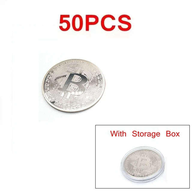 50/100PCS Bitcoin Commemorative Gold Coin Set - Physical Gift