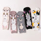 5 Pairs Women's Cat Socks - Cute Animal Cartoon Cotton Art