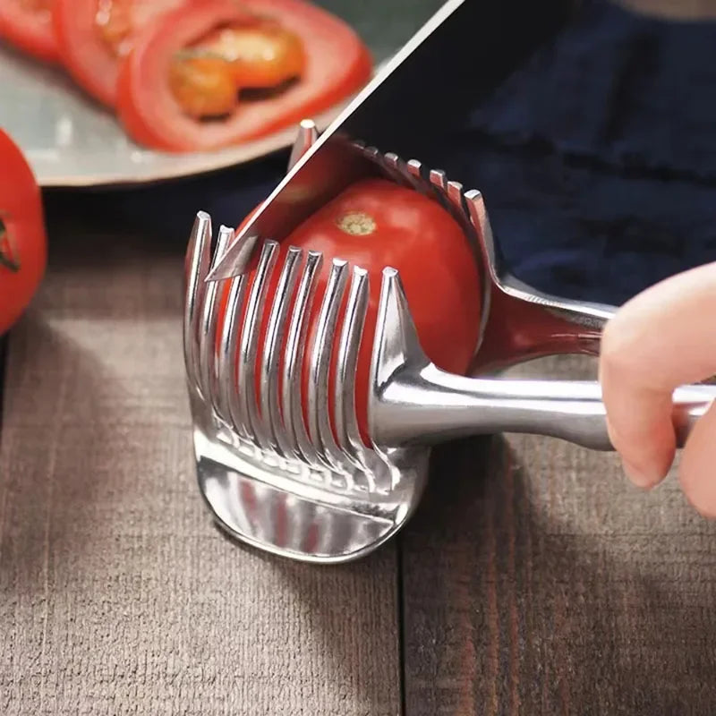 Handheld Slicing Tongs | Tomato, Lemon & Onion Kitchen Slicer Guide