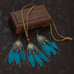 Feather Necklace Earring Set | Vintage Sun Pattern Handmade Jewellery