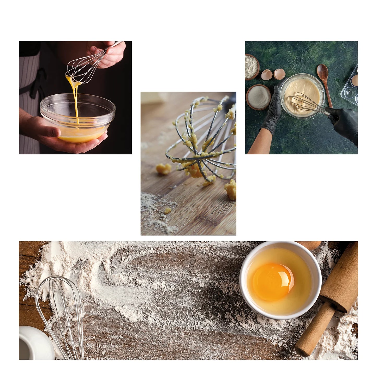 Stainless Steel Balloon Whisk Set | 8" 10" 12" Manual Egg Beater Tools