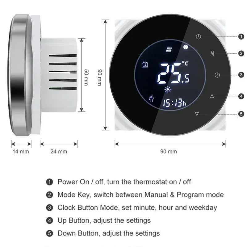Smart WiFi Thermostat - LCD Touch Screen App Heating Control