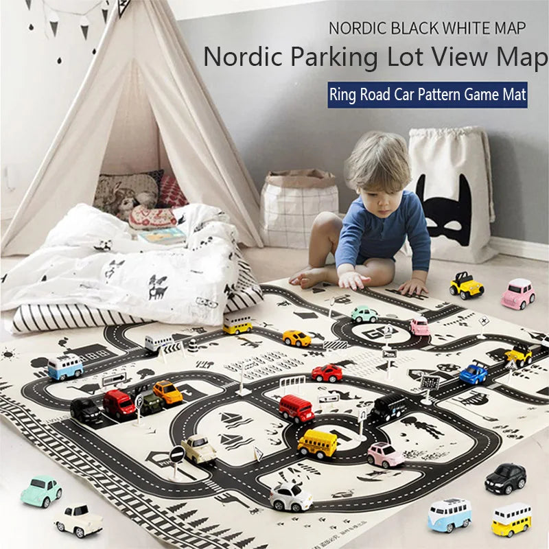 Kids Road Playmat - Educational City Traffic Car Map Rug