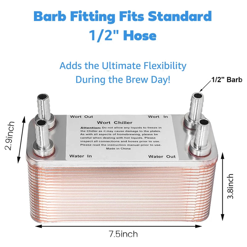 40 Plate Wort Chiller - 304 Stainless Homebrew Heat Exchanger