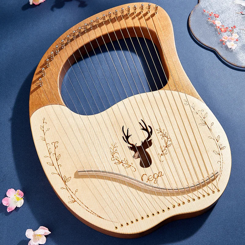 16 String Lyre Harp Mahogany Wood | Ancient Style String Instrument