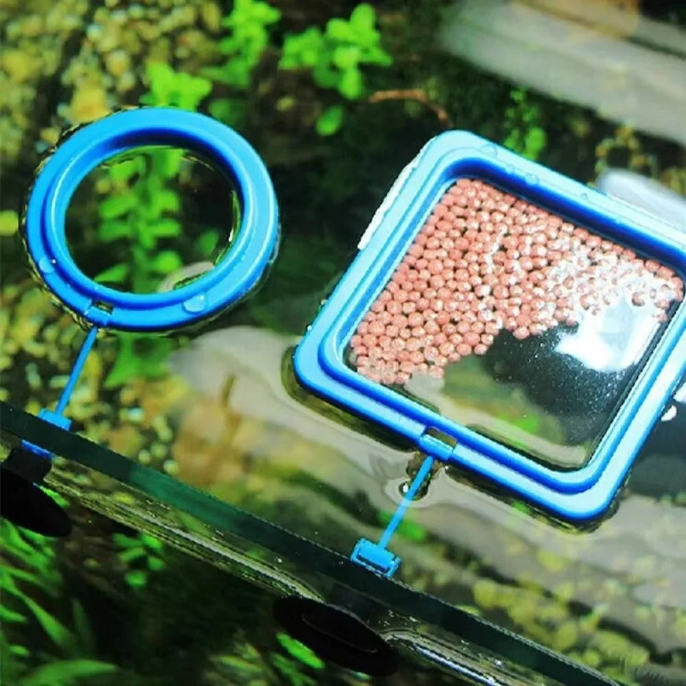 Floating Aquarium Feeding Ring Set - 2pc Square & Circle Trays