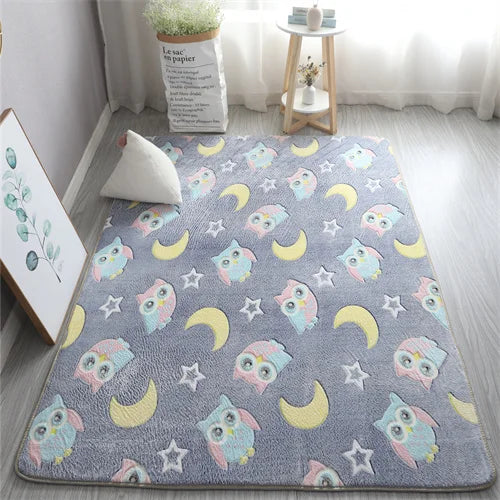 Glow in the Dark Stars Rug | Luminous Non-Slip Kids Room Bedroom Mat