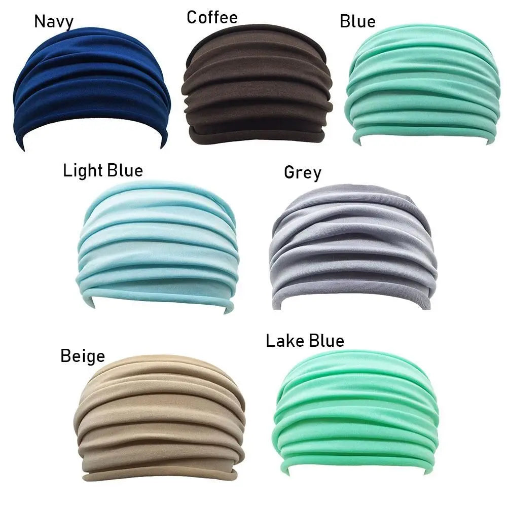 Nonslip Elastic Yoga Headband - Wide Navy Sports Hairband