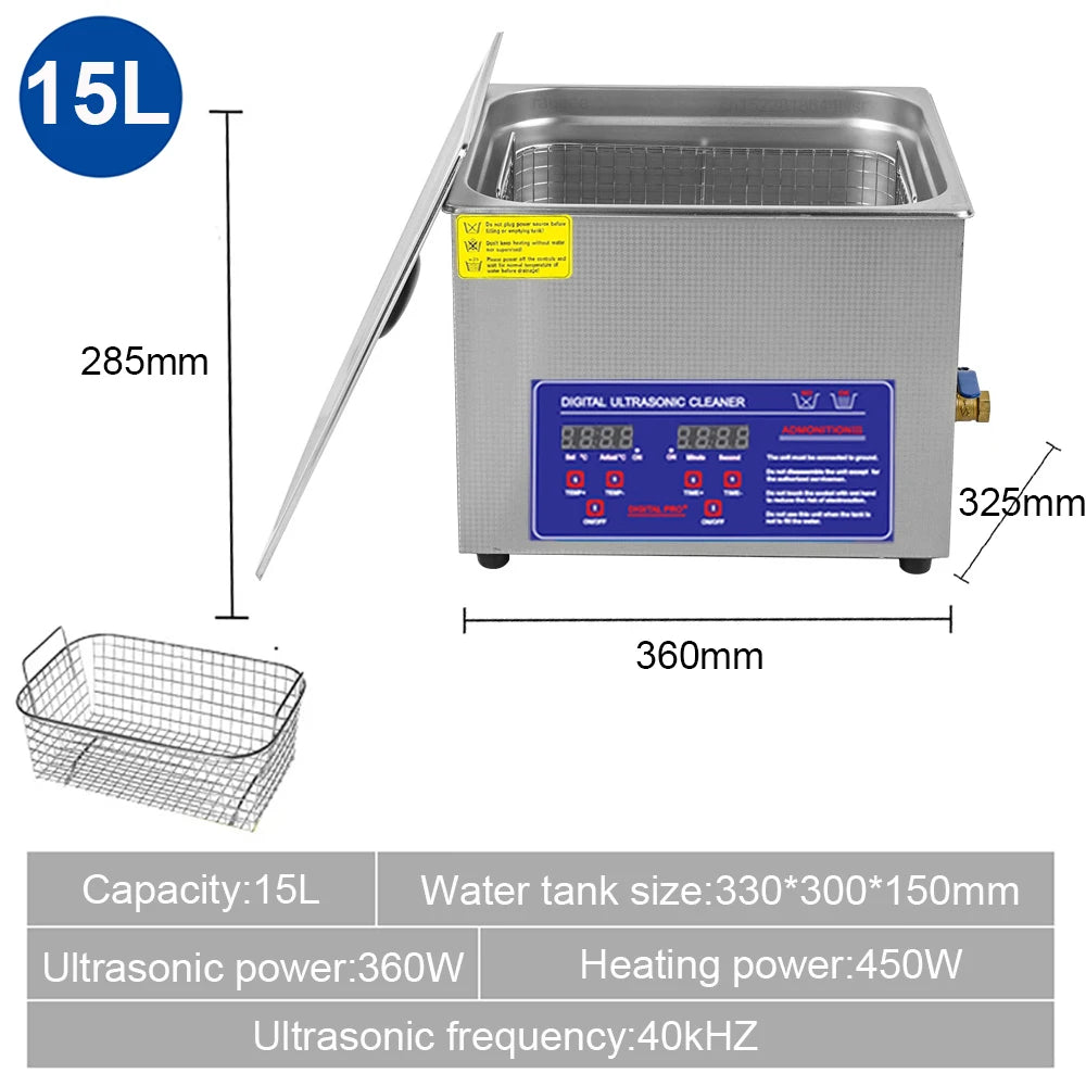 3L Digital Ultrasonic Cleaner | Heated Jewellery Glasses & Dental Bath