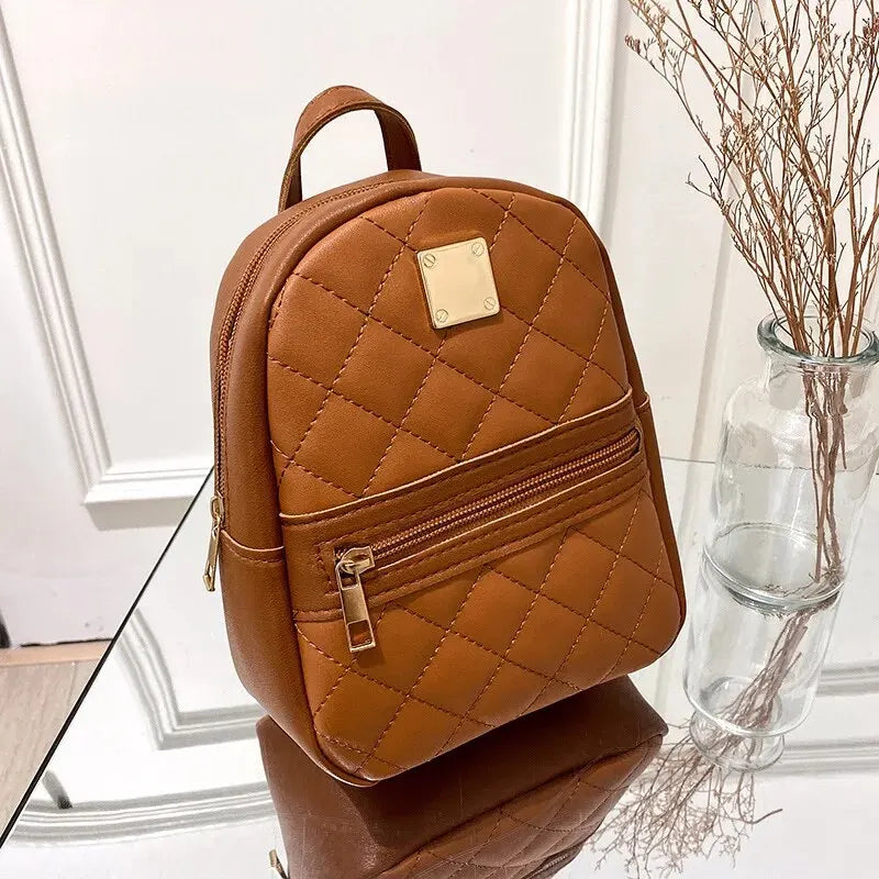 Fashion PU Leather Backpack | Designer Mini School Bag for Women Set