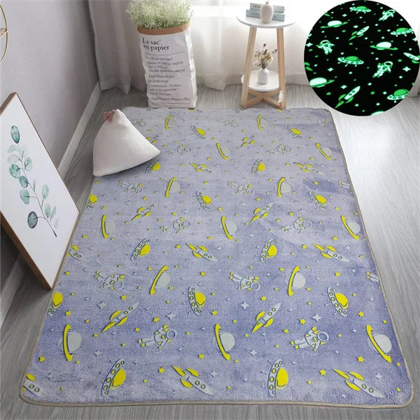 Glow in the Dark Stars Rug | Luminous Non-Slip Kids Room Bedroom Mat