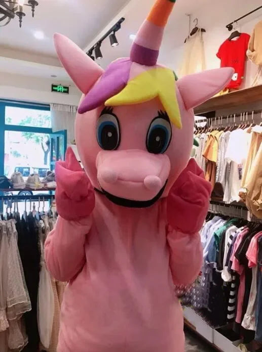 Pink Unicorn Mascot Costume | Adult Walking Cartoon Character Outfit