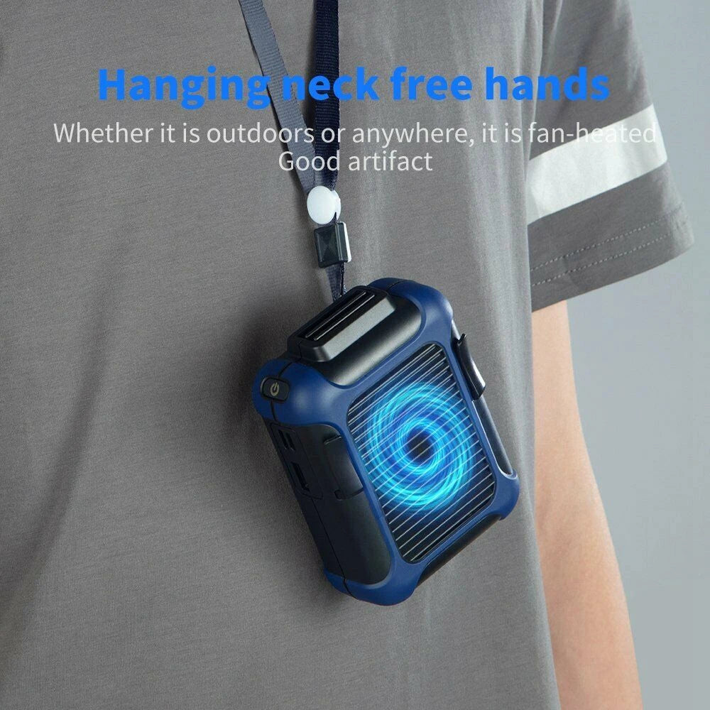 Portable Hands-Free Waist Clip & Neck Fan - USB Rechargeable (Green)