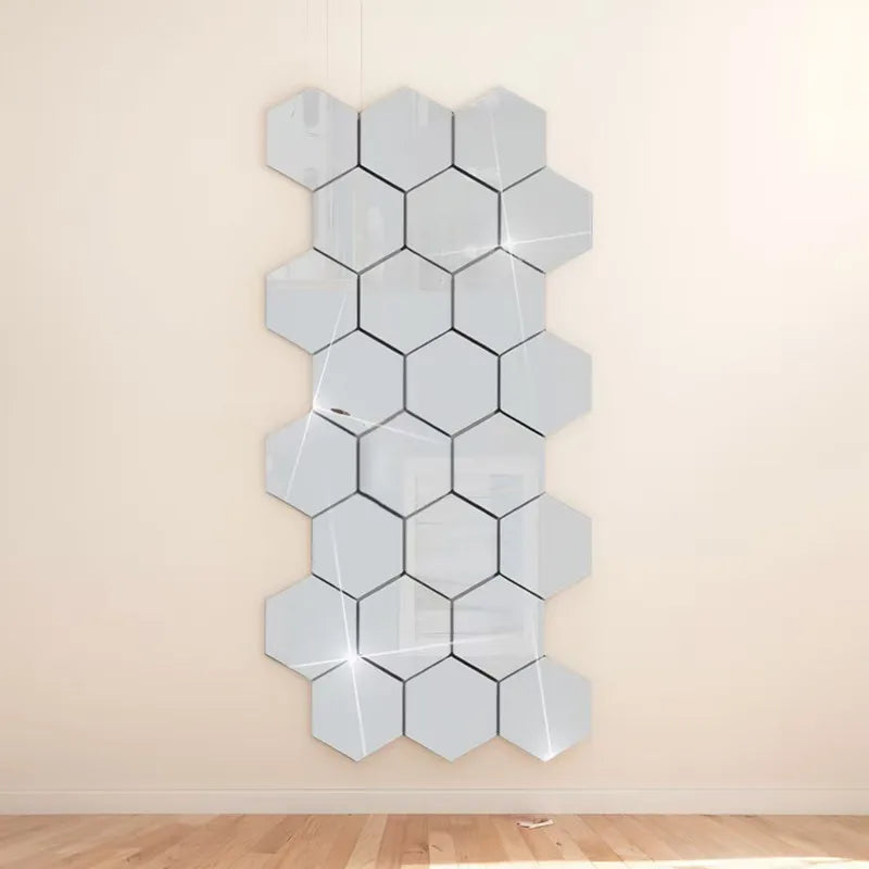 45-Piece Hexagon Mirror Wall Stickers - DIY Decorative Art Tiles