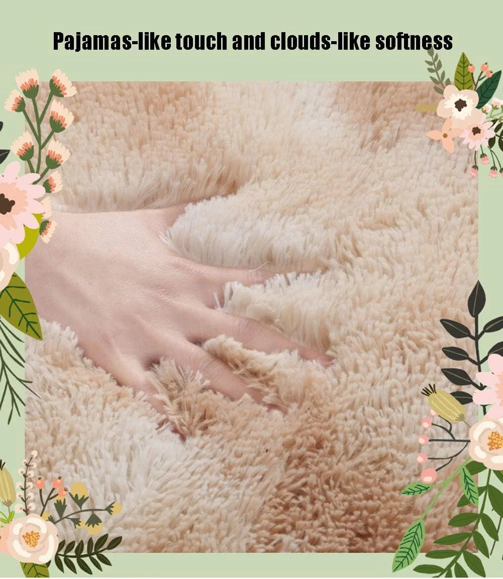 40x60cm Silk Wool Shag Rug - Soft Bedroom Mat & Prayer Carpet