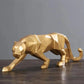 Geometric Panther Statue - Modern Gold Leopard Resin Sculpture