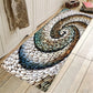 Coastal Shell & Wood Print Mat | Nautical Patchwork Area Rug