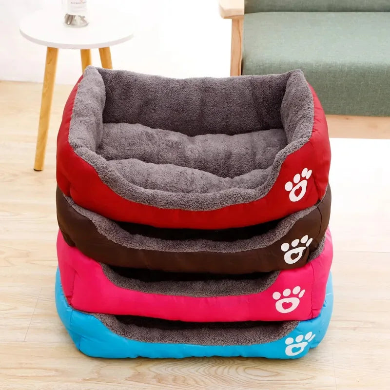 Large Dog Bed Warm Square Nest | Plush Pet Kennel Puppy Basket Cushion