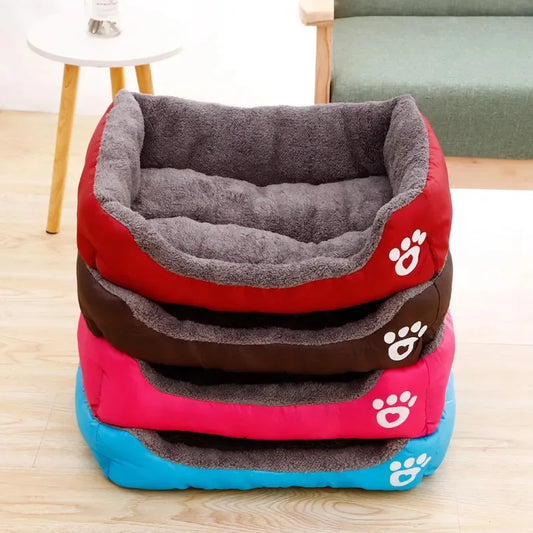 Large Dog Bed Warm Square Nest | Plush Pet Kennel Puppy Basket Cushion